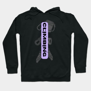 climbing with rock climbing equipment purple Hoodie